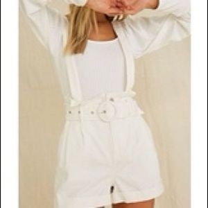 Forever 21 Belted Denim Overall Shorts